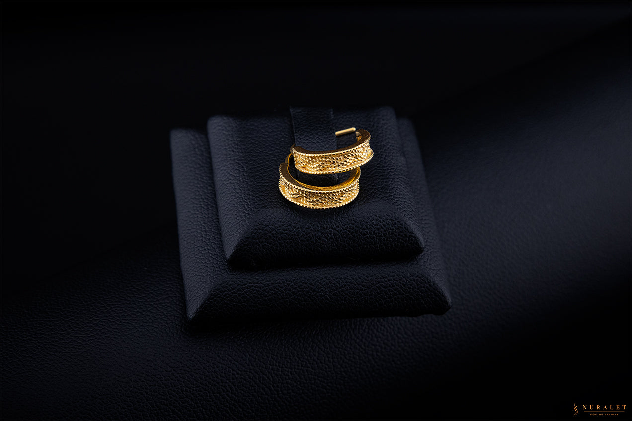 Hammered Wide Hoop Earrings - 24K Gold