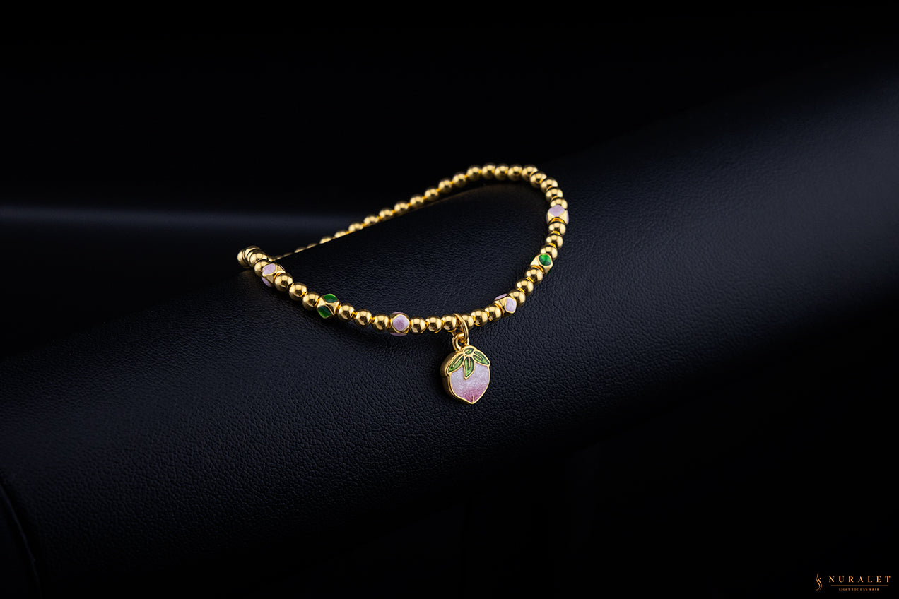 Strawberry Charm Beaded Bracelet