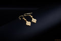 Diamond-Cut Clover Drop Earrings - 24K Gold 2.6g