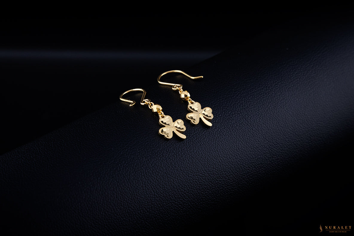 Shamrock Drop Earrings - 24K Gold 2.38g