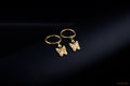 Butterfly Charm Hoop Earrings - 24K Gold 3.21g
