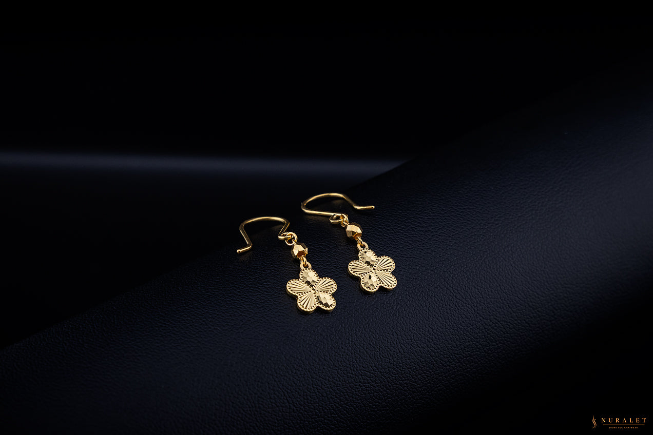 Clover Drop Earrings - 24K Gold 2.71g