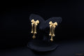 Dangle Bow Earrings - 24K Gold