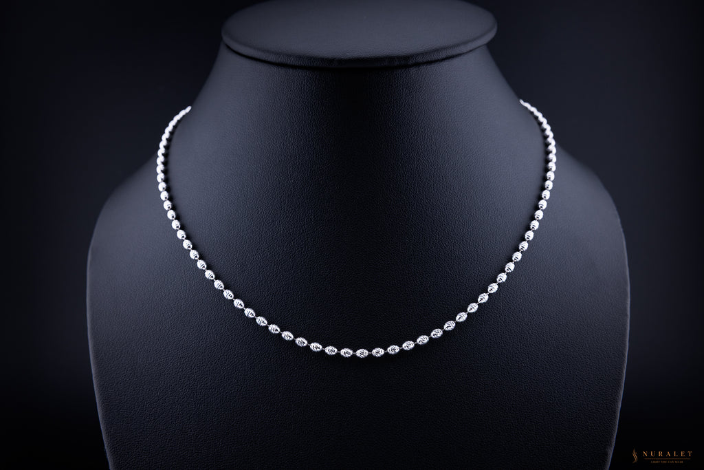 Moon Cut Rice Bead Chain - Platinum 3mm