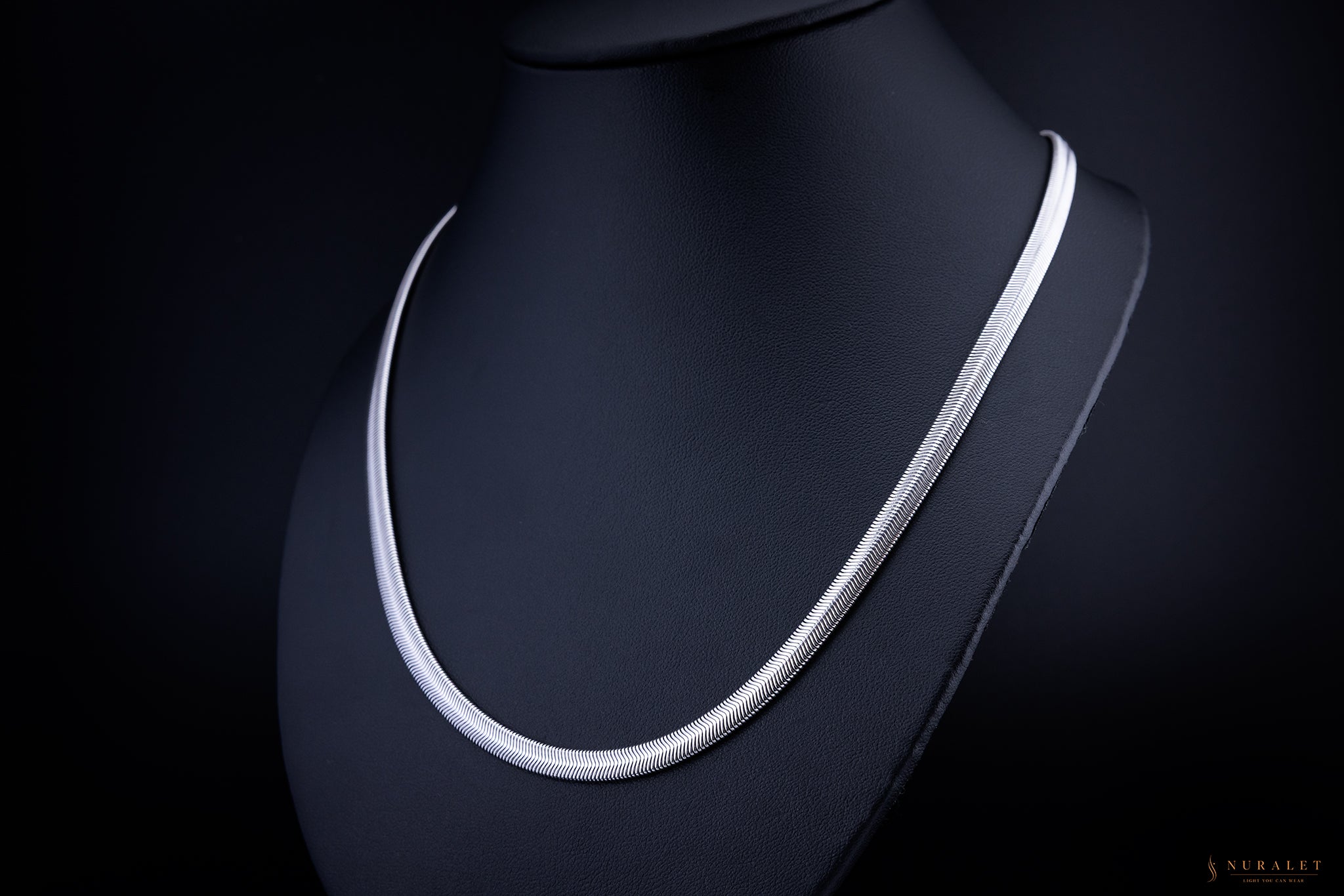 Herringbone Flat Snake Chain -Platinum 6mm 24"