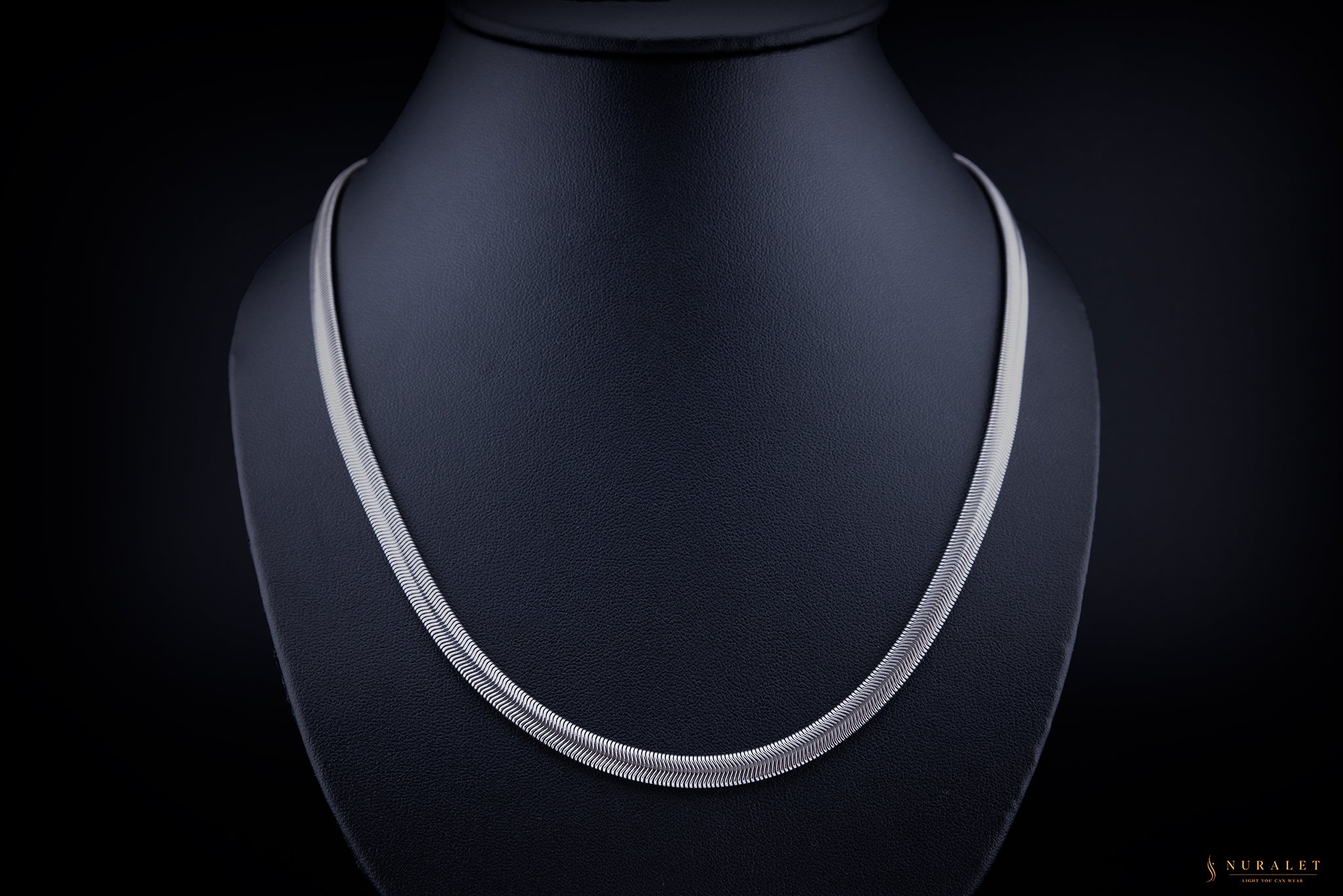 Herringbone Flat Snake Chain -Platinum 6mm 24"