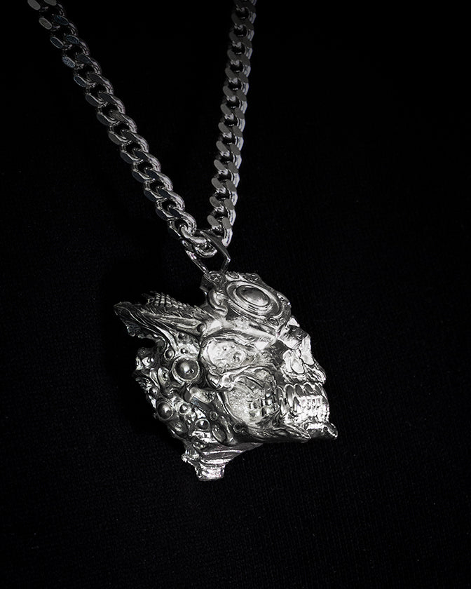 Alien Skull Pendant — Sterling Silver 110g