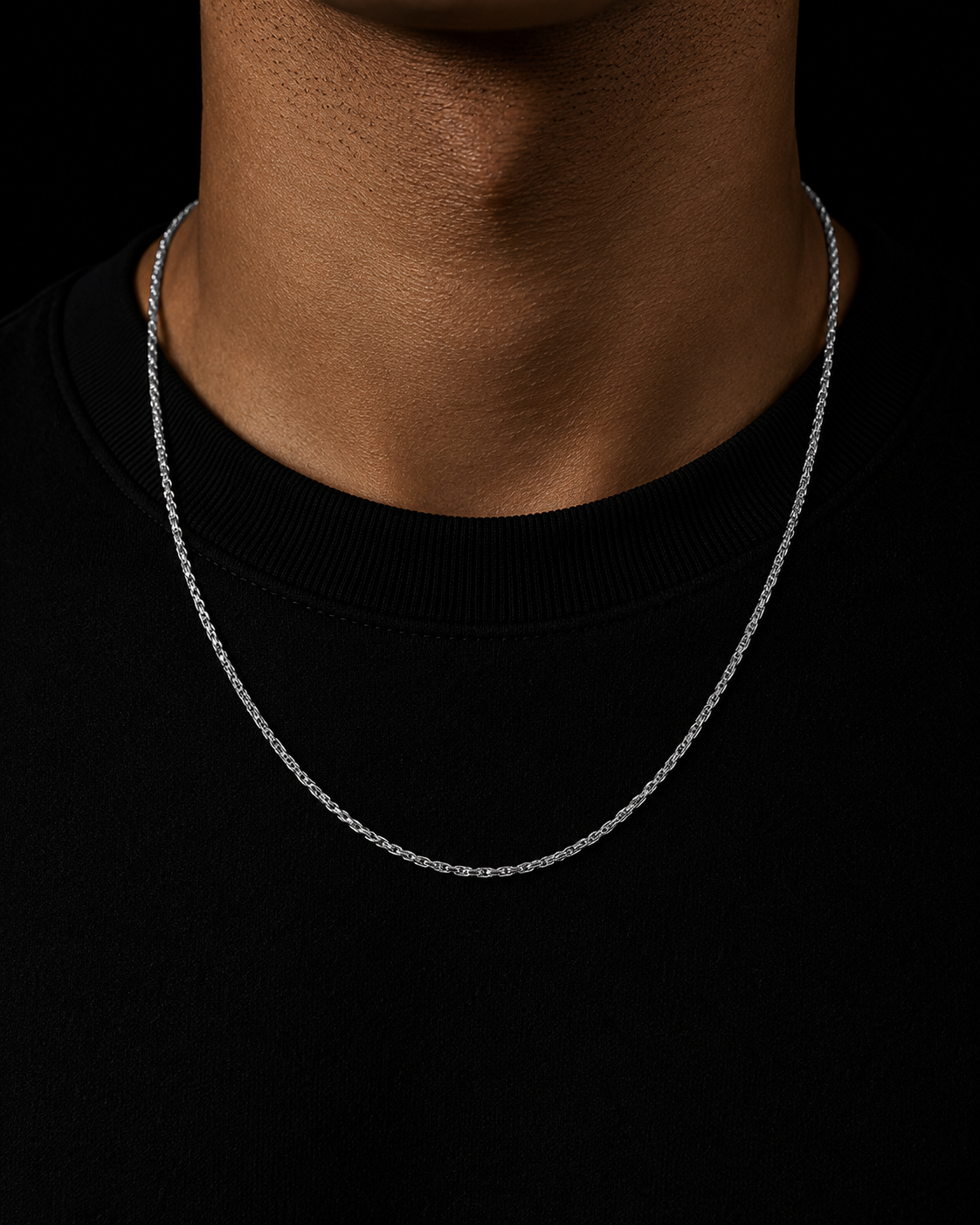 Slim Rope Chain Platinum 1.5mm 18"